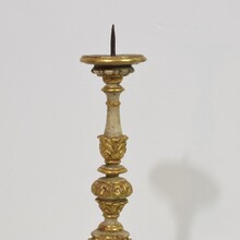 Pair carved wooden baroque candleholders, Italy circa 1750-1780