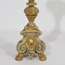 Pair carved wooden baroque candleholders, Italy circa 1750-1780