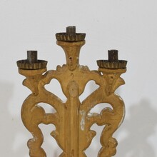 Pair silvered wooden baroque candleholders, Italy circa 1750- 1780