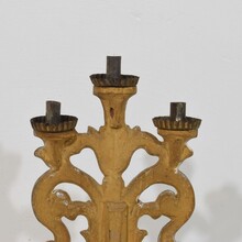 Pair silvered wooden baroque candleholders, Italy circa 1750- 1780