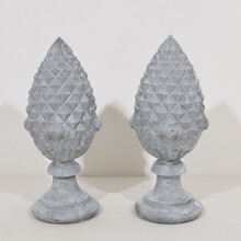 Pair zinc pine-cone roof finials, France circa 1850-1900