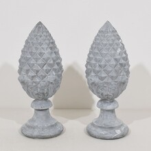 Pair zinc pine-cone roof finials, France circa 1850-1900