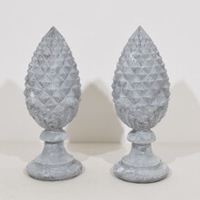 Pair zinc pine-cone roof finials, France circa 1850-1900