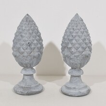 Pair zinc pine-cone roof finials, France circa 1850-1900