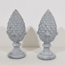 Pair zinc pine-cone roof finials, France circa 1850-1900