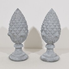 Pair zinc pine-cone roof finials, France circa 1850-1900