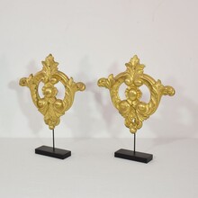 Pair carved giltwood ornaments, Italy circa 1850