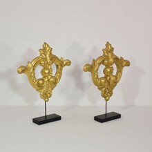 Pair carved giltwood ornaments, Italy circa 1850