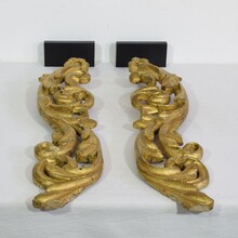 Pair giltwood baroque style ornaments, Italy circa 1850