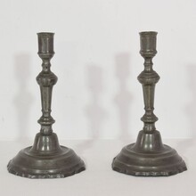 Pair of neoclassical pewter candleholders, France circa 1780