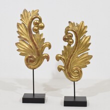 Pair of small carved giltwood baroque style ornaments, France circa 1850