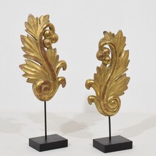 Pair of small carved giltwood baroque style ornaments, France circa 1850