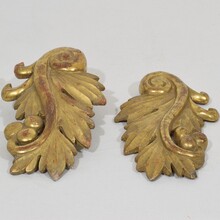 Pair of small carved giltwood baroque style ornaments, France circa 1850