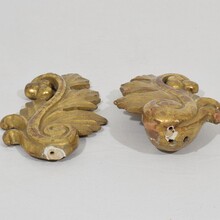 Pair of small carved giltwood baroque style ornaments, France circa 1850