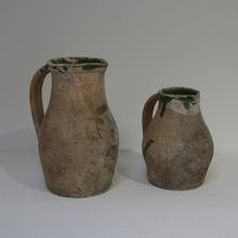 Beautiful primitive earthenware pitchers, France circa 1800-1850