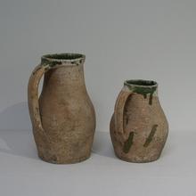 Beautiful primitive earthenware pitchers, France circa 1800-1850