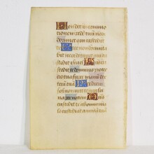 Small illuminated vellum book page, handwriting, France 15th century