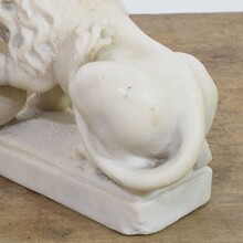 Small carved white marble lion, Italy circa 1650-1750