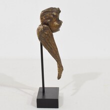 Small carved wood winged angel head, France circa 1800-1850