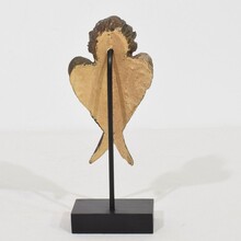 Small carved wood winged angel head, France circa 1800-1850