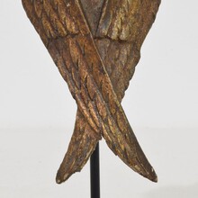 Small carved wood winged angel head, France circa 1800-1850