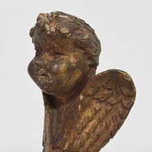 Small carved wood winged angel head, France circa 1800-1850