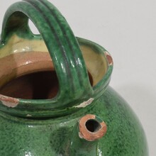 Small green glazed terracotta jug or water cruche, France circa 1850