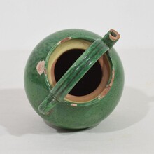 Small green glazed terracotta jug or water cruche, France circa 1850