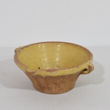 Small yellow glazed terracotta dairy bowl or tian, France circa 1850