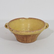 Small yellow glazed terracotta dairy bowl or tian, France circa 1850