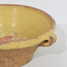 Small yellow glazed terracotta dairy bowl or tian, France circa 1850