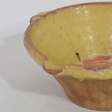 Small yellow glazed terracotta dairy bowl or tian, France circa 1850