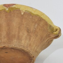 Small yellow glazed terracotta dairy bowl or tian, France circa 1850