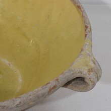 Small yellow glazed terracotta dairy bowl or tian, France circa 1850