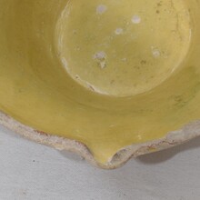 Small yellow glazed terracotta dairy bowl or tian, France circa 1850