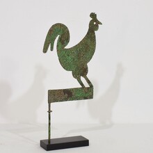 Small hand forged iron folk art rooster weathervane, France circa 1800-1900