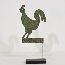 Small hand forged iron folk art rooster weathervane, France circa 1800-1900