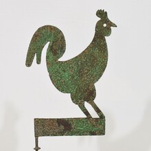 Small hand forged iron folk art rooster weathervane, France circa 1800-1900