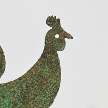 Small hand forged iron folk art rooster weathervane, France circa 1800-1900