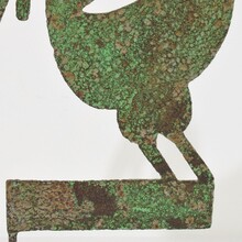 Small hand forged iron folk art rooster weathervane, France circa 1800-1900