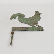 Small hand forged iron folk art rooster weathervane, France circa 1800-1900