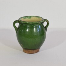 Small green glazed ceramic jar, France circa 1850-1900