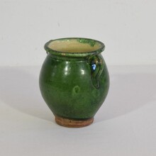 Small green glazed ceramic jar, France circa 1850-1900