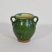 Small green glazed ceramic jar, France circa 1850-1900