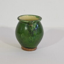 Small green glazed ceramic jar, France circa 1850-1900