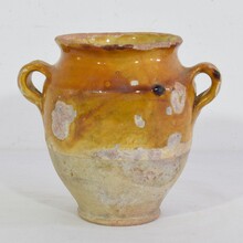 Small yellow glazed confit jar, France circa 1850-1900