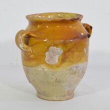 Small yellow glazed confit jar, France circa 1850-1900