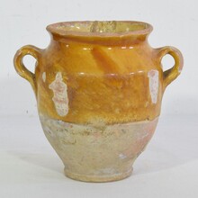 Small yellow glazed confit jar, France circa 1850-1900