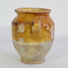 Small yellow glazed confit jar, France circa 1850-1900