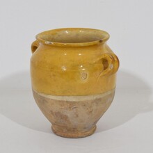 Small yellow glazed ceramic confit jar, France circa 1850-1900